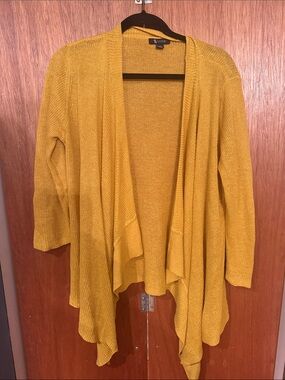Sisters Mustard Draped Open-Front Cardigan